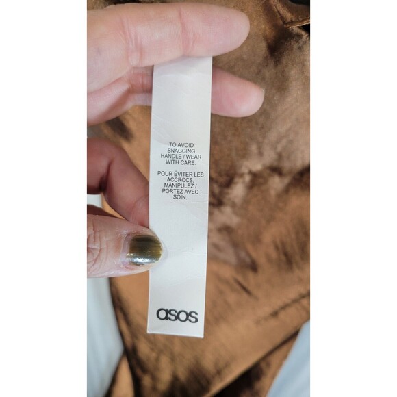 Asos designs Satin Maxi Slip Dress Brown size 4 plunge v neck and back NEW y2k - Picture 4 of 10